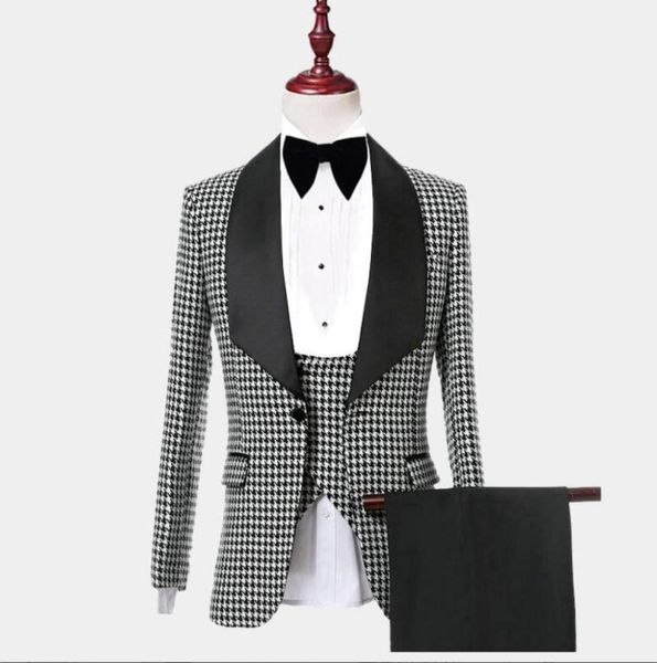 fashion gentleman houndstooth tuxedo with black shawl lapel mens suits custom made wedding tuxedos jacket pants vest slim fit4006823, Black;gray
fashion gentleman houndstooth tuxedo with black shawl lapel mens suits custom made wedding tuxedos jacket pants vest slim fit4006823, Black;gray
