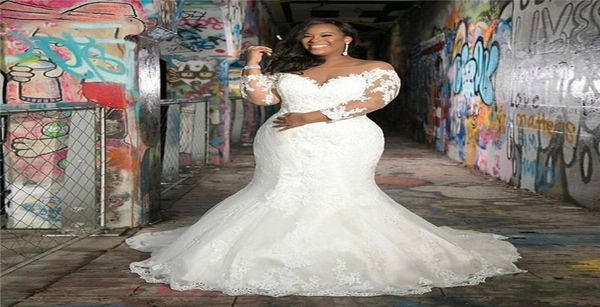 plus size mermaid wedding dresses sheer bateau neck appliqued lace long sleeves bridal gowns sweep train wedding dress robes de ma5233759, White
plus size mermaid wedding dresses sheer bateau neck appliqued lace long sleeves bridal gowns sweep train wedding dress robes de ma5233759, White