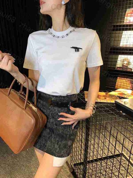 women's t-shirt designer 23ss womens clothing tee womens round neck pure cotton spring and summer new collar rhinestones decorative bow, White
women's t-shirt designer 23ss womens clothing tee womens round neck pure cotton spring and summer new collar rhinestones decorative bow, White