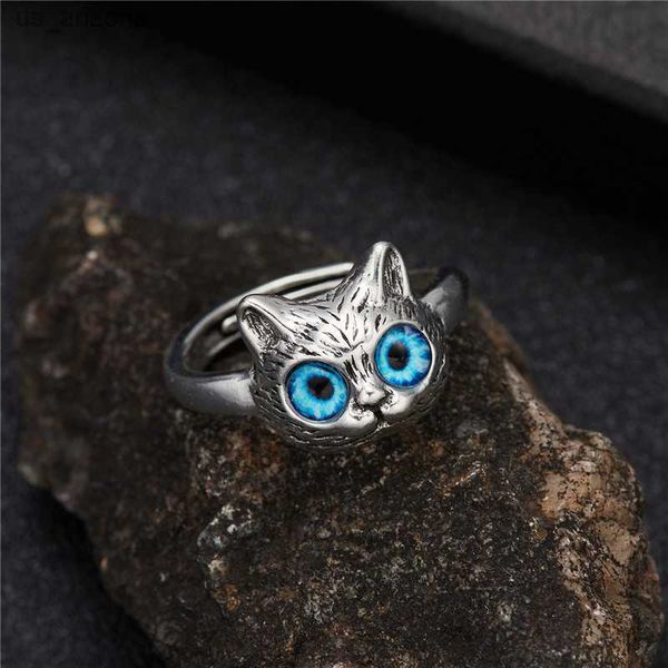vintage gothic blue eye cat face opening metal ring for women men retro fashion silver color female party wedding jewelry gifts l230620
vintage gothic blue eye cat face opening metal ring for women men retro fashion silver color female party wedding jewelry gifts l230620