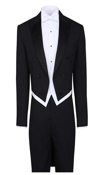 black white tailcoat wedding suit peak lapel 4 pieces jacketpantsvestbow tie men suits for evening party homecoming prom tuxe5133280, Black;gray
black white tailcoat wedding suit peak lapel 4 pieces jacketpantsvestbow tie men suits for evening party homecoming prom tuxe5133280, Black;gray