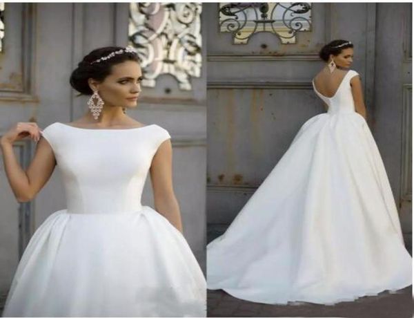 satin a line wedding dress 2019 boat jewel neck ruched draped cap sleeves v back plus size custom bridal gowns simple wedding dres7923419, White
satin a line wedding dress 2019 boat jewel neck ruched draped cap sleeves v back plus size custom bridal gowns simple wedding dres7923419, White