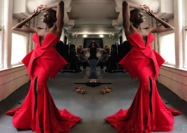 2019 african mermaid evening dresses unique designer red front side long custom formal wear prom gown vestidos4227939, Black;red
2019 african mermaid evening dresses unique designer red front side long custom formal wear prom gown vestidos4227939, Black;red