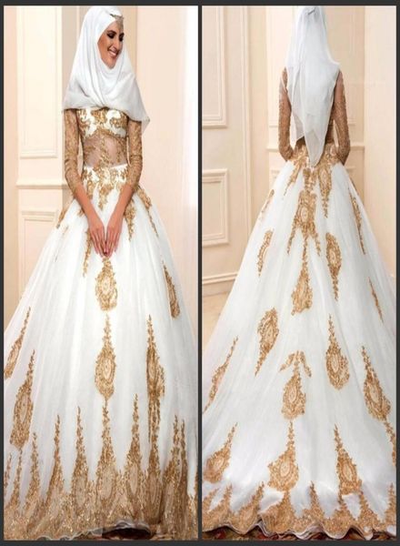 2020 new gold lace applique ball gown long sleeve muslim wedding dresses beaded bridal gowns vintage wedding gowns south africa ni5861924, White
2020 new gold lace applique ball gown long sleeve muslim wedding dresses beaded bridal gowns vintage wedding gowns south africa ni5861924, White