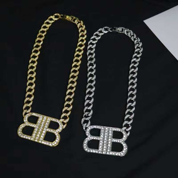 designers jewelry necklace heavy industry advanced diamond inlaid cuban chain double b letter pendant necklace fashion personality celebrity, Silver
designers jewelry necklace heavy industry advanced diamond inlaid cuban chain double b letter pendant necklace fashion personality celebrity, Silver