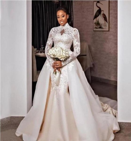 2023 graceful lace mermaid wedding dresses beaded high neck plus size bridal gowns with detachable train long sleeves tulle vestid4807495, White
2023 graceful lace mermaid wedding dresses beaded high neck plus size bridal gowns with detachable train long sleeves tulle vestid4807495, White