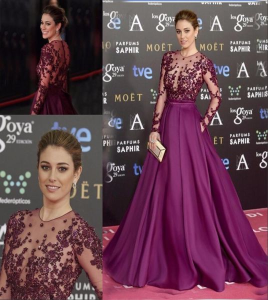 women purple long sleeve prom dresses formal party gowns sheer jewel neck illusion satin a line 3d flowers pearls celebrity with p6750210, Black
women purple long sleeve prom dresses formal party gowns sheer jewel neck illusion satin a line 3d flowers pearls celebrity with p6750210, Black