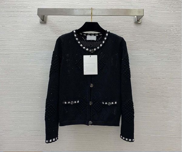 high sensitivity knitted small fragrance hollow out perspective round neck long sleeved knitted cardigan slim fitting and slimming top, White;black
high sensitivity knitted small fragrance hollow out perspective round neck long sleeved knitted cardigan slim fitting and slimming top, White;black