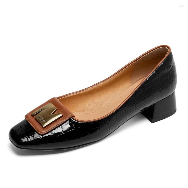 dress shoes the latest women's single shoe thick heeled square toe python pattern pu leather metal decoration elegant pumps, Black
dress shoes the latest women's single shoe thick heeled square toe python pattern pu leather metal decoration elegant pumps, Black