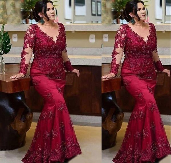 2021 burgundy dark red plus size mother of the bride dresses mermaid long sleeves lace appliques crystal beads floor length formal7622224, Black;red
2021 burgundy dark red plus size mother of the bride dresses mermaid long sleeves lace appliques crystal beads floor length formal7622224, Black;red