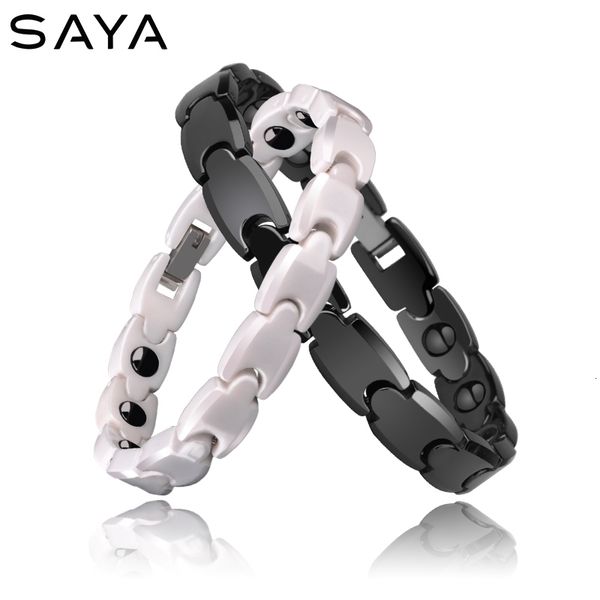 chain couple bracelets ceramic bangle health care stone inlay for men women white color customized 230704, Black
chain couple bracelets ceramic bangle health care stone inlay for men women white color customized 230704, Black
