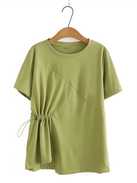 women's plus size tshirt clothing round neck short sleeve cotton threedimensional pleats at the waist large leisure 230705, Black
women's plus size tshirt clothing round neck short sleeve cotton threedimensional pleats at the waist large leisure 230705, Black