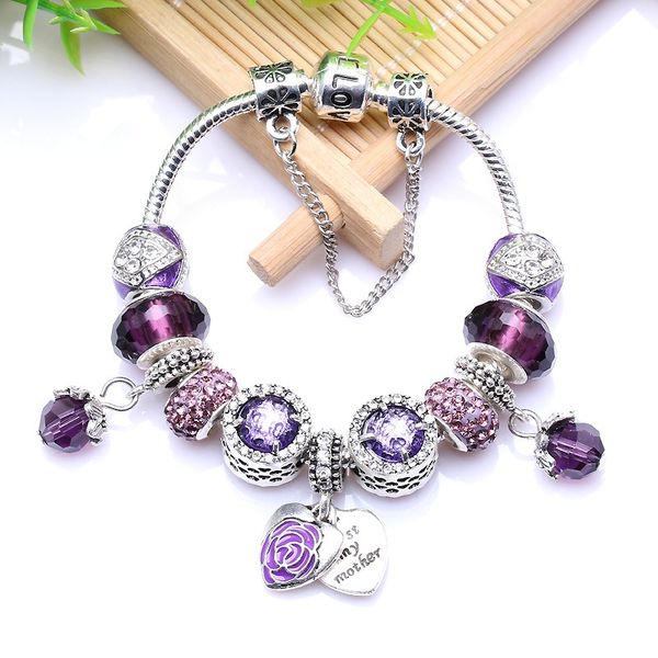 fashion pandora style charm bracelet women purple crystal european charm beads multicolour rose dangle fits pandora charm bracelets necklace, Golden;silver
fashion pandora style charm bracelet women purple crystal european charm beads multicolour rose dangle fits pandora charm bracelets necklace, Golden;silver