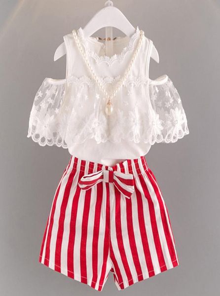 2019 summer new korean lace shoulder with striped shorts two children039s suits one hair replacement q07011122115, White
2019 summer new korean lace shoulder with striped shorts two children039s suits one hair replacement q07011122115, White