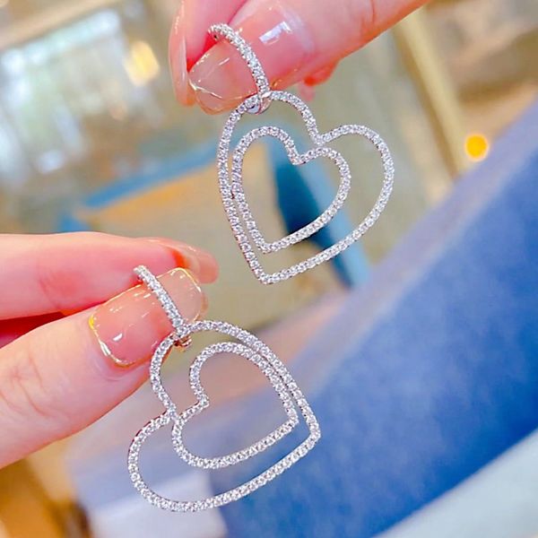 luxury designer double heart diamond earrings fashion high end women's earrings love jewelry jewelry box, Golden;silver
luxury designer double heart diamond earrings fashion high end women's earrings love jewelry jewelry box, Golden;silver