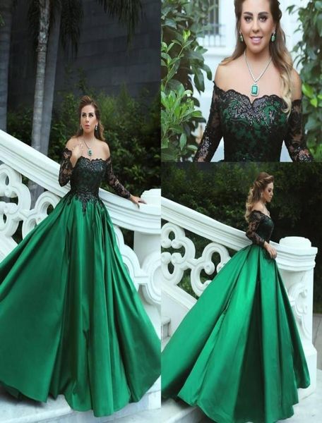 vintage emerald green black lace long sleeves prom party dresses off the shoulder a line middle east elegant evening gowns9847137
vintage emerald green black lace long sleeves prom party dresses off the shoulder a line middle east elegant evening gowns9847137