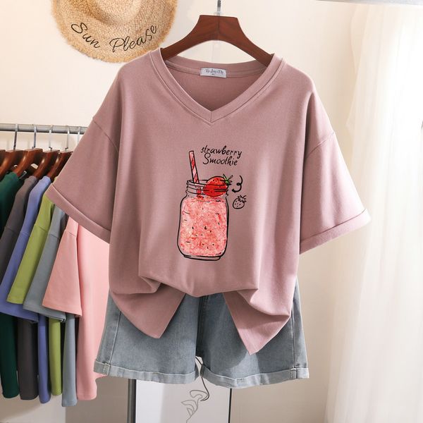 women's plus size tshirt 100 cotton l6xl t shirt tshirt short sleeve women v neck summer japanese sweet oversized shirts 230705, Black
women's plus size tshirt 100 cotton l6xl t shirt tshirt short sleeve women v neck summer japanese sweet oversized shirts 230705, Black