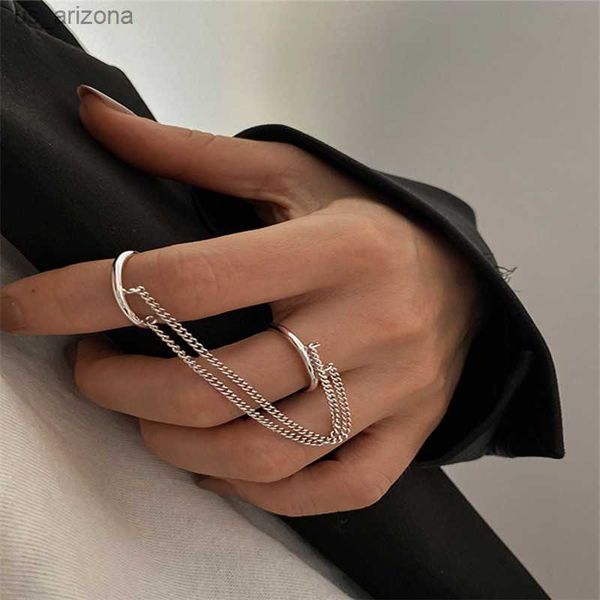 fashion punk chain double ring set women hip hop open ring metal silver color chain geometric party jewlery gifts l230620
fashion punk chain double ring set women hip hop open ring metal silver color chain geometric party jewlery gifts l230620