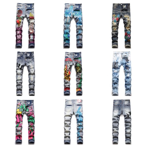 summer mens designer jeans high elastics distressed ripped slim fit motorcycle biker denim for men fashion black pants, Blue
summer mens designer jeans high elastics distressed ripped slim fit motorcycle biker denim for men fashion black pants, Blue