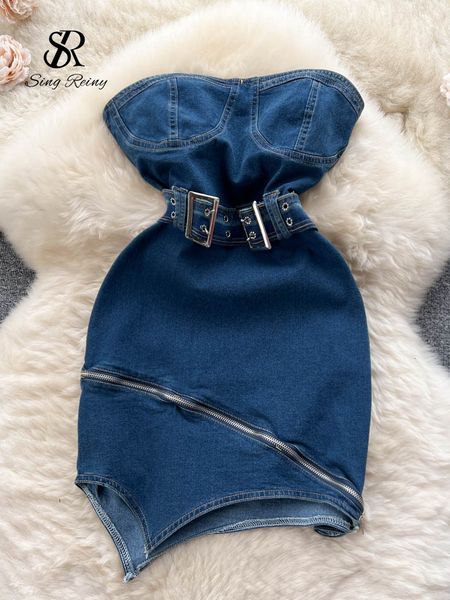 basic casual dresses singreiny strapless denim mini dres sleeveless zipper design slim sundress streetwear vintage backless bodycon 230705, Black;gray
basic casual dresses singreiny strapless denim mini dres sleeveless zipper design slim sundress streetwear vintage backless bodycon 230705, Black;gray