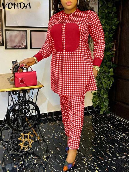 women's two piece pants vonda women pant sets 2023 elegant plaid suits lady checked long sleeve and high waist casual loose bohemian s, White
women's two piece pants vonda women pant sets 2023 elegant plaid suits lady checked long sleeve and high waist casual loose bohemian s, White