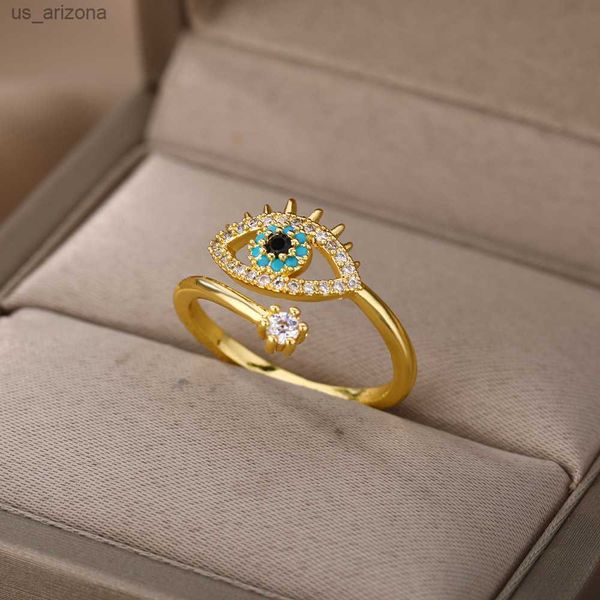 turkish zircon evil eye rings for women open adjustbale gold plated stainless steel ring couple rings wedding jewelry bague l230620, Silver
turkish zircon evil eye rings for women open adjustbale gold plated stainless steel ring couple rings wedding jewelry bague l230620, Silver