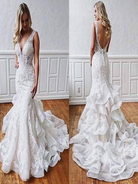 elegant lace mermaid wedding dress vneck open back bridal gowns 2019 appliques ruffles bridal wedding gown sweep train robe 2294920, White
elegant lace mermaid wedding dress vneck open back bridal gowns 2019 appliques ruffles bridal wedding gown sweep train robe 2294920, White