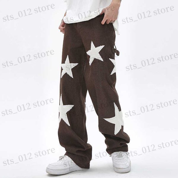 men's jeans towel stars embroidery side sashes streetwear mens jeans retro harajuku ripped patchwork baggy casual denim trousers oversi, Blue
men's jeans towel stars embroidery side sashes streetwear mens jeans retro harajuku ripped patchwork baggy casual denim trousers oversi, Blue