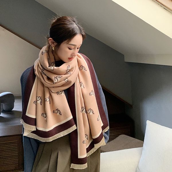 light luxury scarf simple small horsehead double sided imitation cashmere scarf women autumn and winter student warm dual use shawl cold sca, Blue;gray
light luxury scarf simple small horsehead double sided imitation cashmere scarf women autumn and winter student warm dual use shawl cold sca, Blue;gray