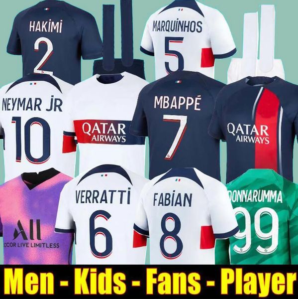 Image of 2023 S Soccer Jerseys Mbappe Kids Football Kits S Football Jersey 23 24 Hakimi Marquinhos Verratti Maillot Foot S