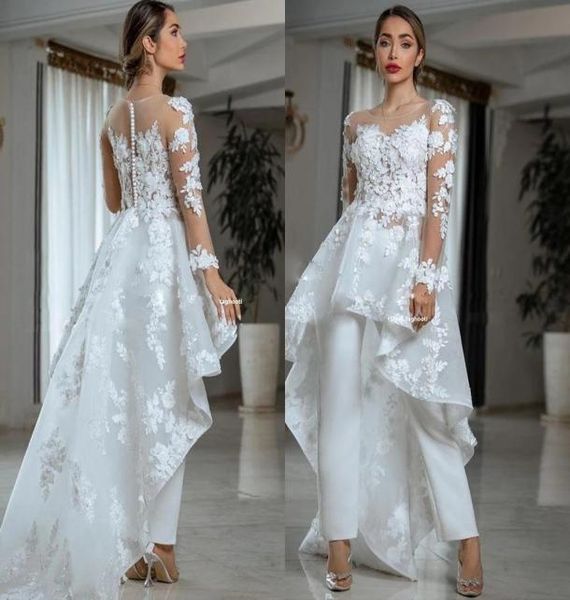 illusion long sleeve wedding dress jumpsuit with train sheer oneck lace floral country bohemian beach lesbian bridal dress p1457591, White
illusion long sleeve wedding dress jumpsuit with train sheer oneck lace floral country bohemian beach lesbian bridal dress p1457591, White
