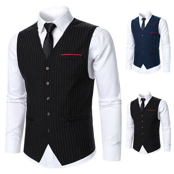 men's vests men suit vest coat stripe fabric decorative chest pocket design classic causal business fashion slim fit 230705, Black;white
men's vests men suit vest coat stripe fabric decorative chest pocket design classic causal business fashion slim fit 230705, Black;white