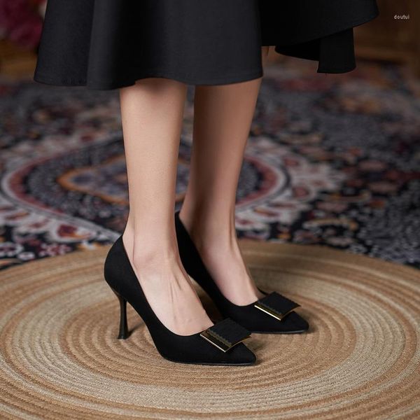 dress shoes size 30-44 high heels women stiletto heel pointed large black work designers low