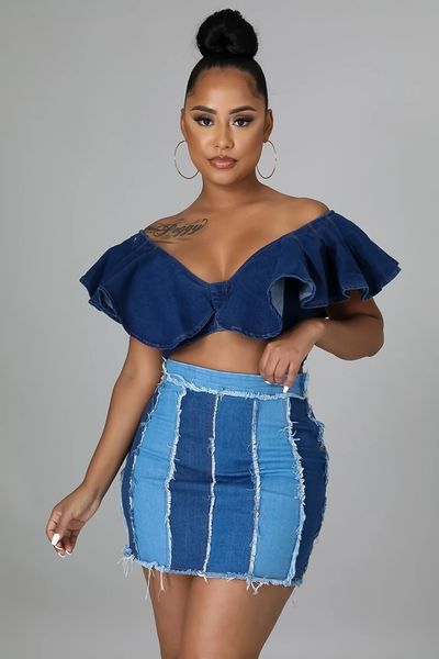 women's two piece pants women summer denim short skirt fashion splicing color high elasticity pack hip jeans mini street trendy clothin, White
women's two piece pants women summer denim short skirt fashion splicing color high elasticity pack hip jeans mini street trendy clothin, White