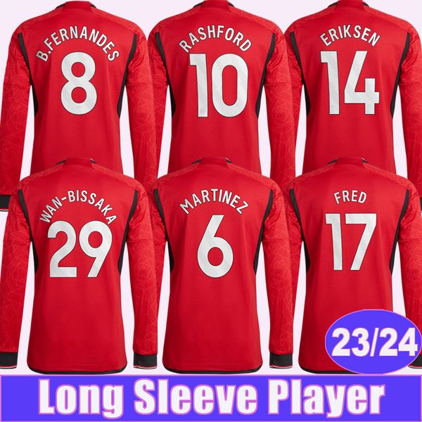 2023 24 rashford player version soccer jerseys long sleeve hannibal fred garnacho b. fernandes sancho martinez home red football shirt short, Black;yellow
2023 24 rashford player version soccer jerseys long sleeve hannibal fred garnacho b. fernandes sancho martinez home red football shirt short, Black;yellow