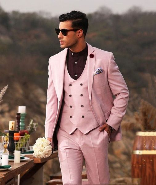 pink groom wear wedding tuxedos 3 pieces slim fit men suits peaked lapel two buttons formal prom party blazer pants vest, Black;gray
pink groom wear wedding tuxedos 3 pieces slim fit men suits peaked lapel two buttons formal prom party blazer pants vest, Black;gray