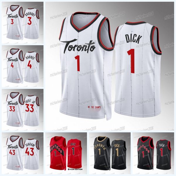 2023-24 torontos gradey dick city basketball jersey raptor pascal 43 siakam fred 23 vanvleet og 3 anunoby gary 33 trent jr. scottie 4 barnes, Black;red
2023-24 torontos gradey dick city basketball jersey raptor pascal 43 siakam fred 23 vanvleet og 3 anunoby gary 33 trent jr. scottie 4 barnes, Black;red