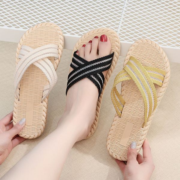 slipper's two straw straps flip flop beach slides outdoor nonslip sandals hemp rope espadrille minimalist cross band shoes 230704, Black
slipper's two straw straps flip flop beach slides outdoor nonslip sandals hemp rope espadrille minimalist cross band shoes 230704, Black