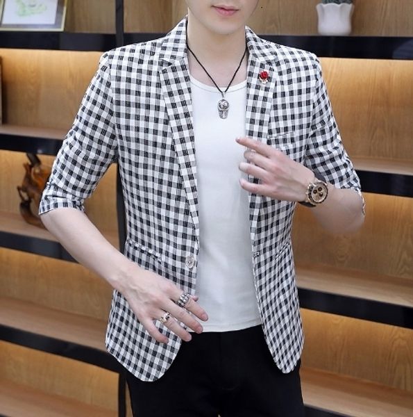 men's suits blazers summer men lattice fashion suit trend leisure fashion slim fit jacket coat 230705, White;black
men's suits blazers summer men lattice fashion suit trend leisure fashion slim fit jacket coat 230705, White;black