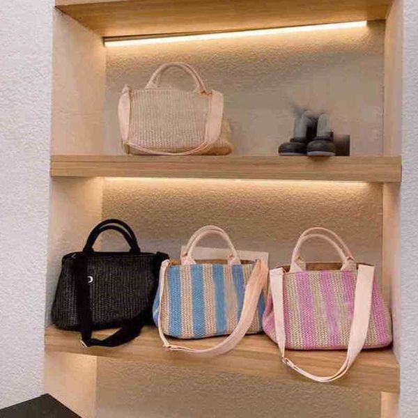 shopping bags pdbag triangle beach straw tote bags women handbag purse large capacity ladies fashion wallet 220610