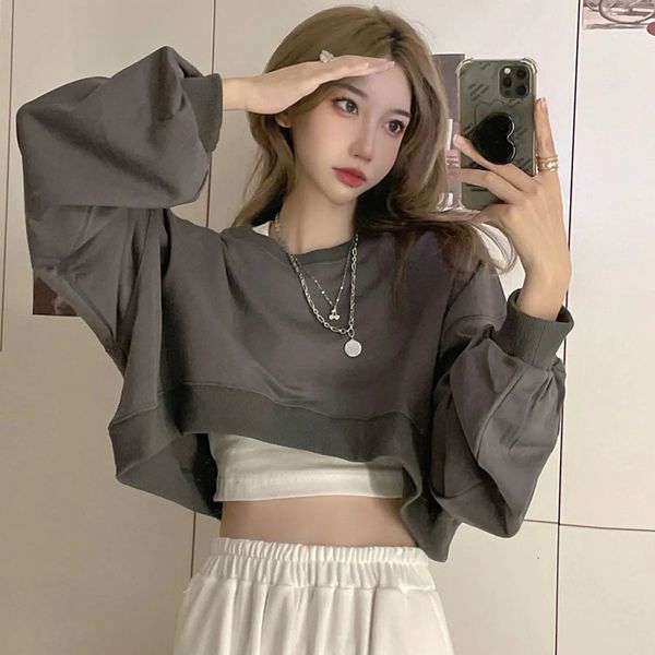 womens hoodies sweatshirts xpqbb solid cropped sweatshirt women y2k streetwear loose harajuku bf pullovers spring autumn korean chic casual, Black
womens hoodies sweatshirts xpqbb solid cropped sweatshirt women y2k streetwear loose harajuku bf pullovers spring autumn korean chic casual, Black