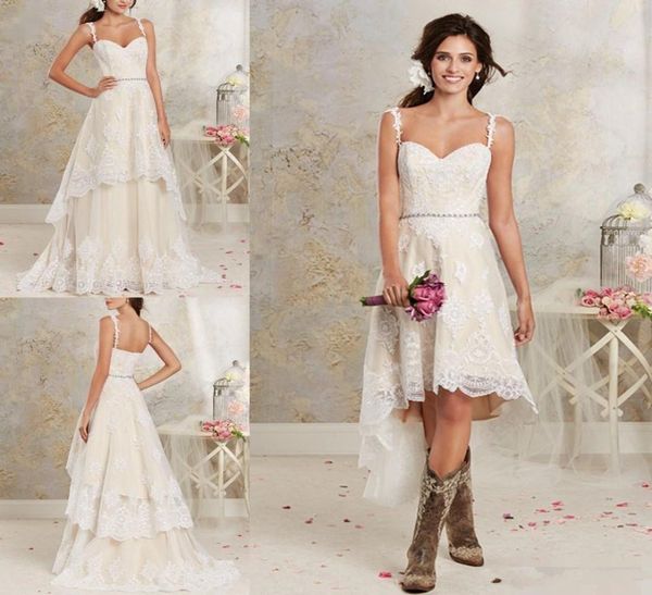new two pieces wedding dresses spaghetti lace a line bridal gowns with hilo short detachable skirt country bohemian wedding 5848552, White
new two pieces wedding dresses spaghetti lace a line bridal gowns with hilo short detachable skirt country bohemian wedding 5848552, White