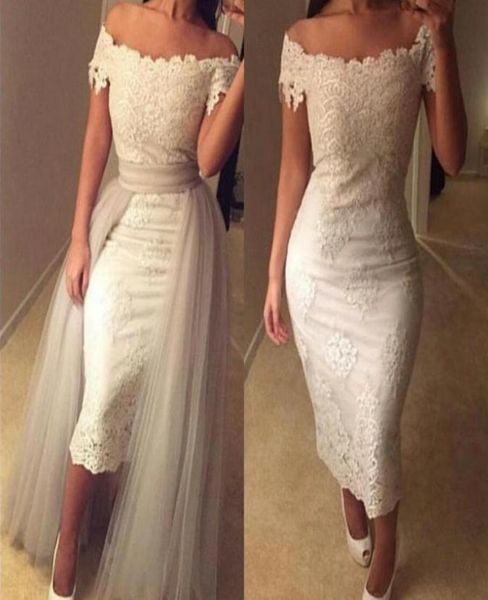 offshoulder lace tealength wedding dresses appliques sheath bodycon bridal dresses with silver overskirts ruffles vintage weddin5967577, White
offshoulder lace tealength wedding dresses appliques sheath bodycon bridal dresses with silver overskirts ruffles vintage weddin5967577, White