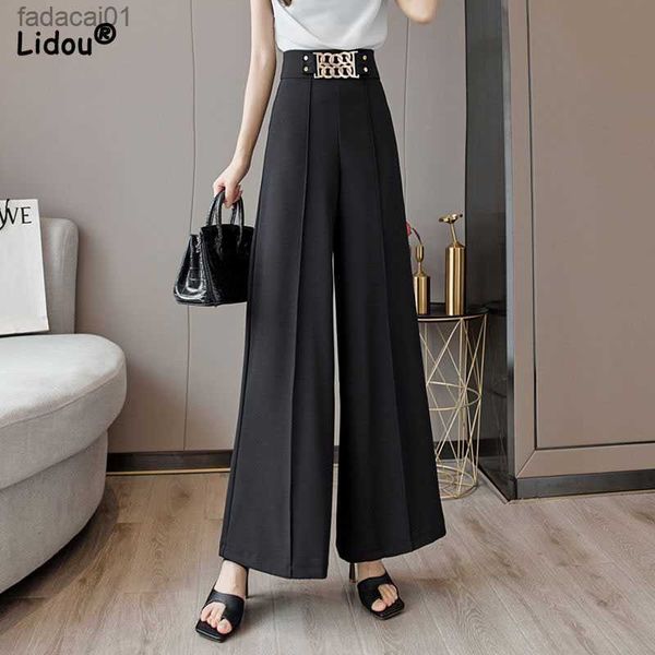 office lady fashion high waist metal spliced wide leg pants spring summer elegant solid color casual trousers women's clothing l230621, Black;white
office lady fashion high waist metal spliced wide leg pants spring summer elegant solid color casual trousers women's clothing l230621, Black;white