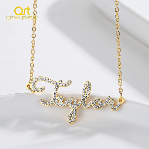 pendant necklaces qitian personalized name necklace cz crystal chain iced out zirconia customized jewelry for women gift 230704, Silver
pendant necklaces qitian personalized name necklace cz crystal chain iced out zirconia customized jewelry for women gift 230704, Silver