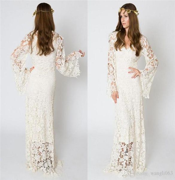 vintage bohemian beach wedding dresses bell sleeves lace crochet hippie wedding dress floor length boho bridal gowns2301004, White
vintage bohemian beach wedding dresses bell sleeves lace crochet hippie wedding dress floor length boho bridal gowns2301004, White