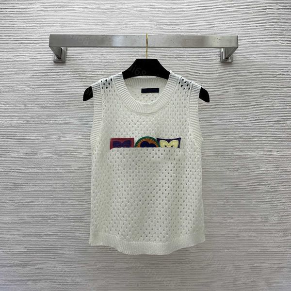 23ss womens designer clothing womens knits chest classic small flower precision embroidered mesh hollowed-out sleeveless knit vest womens cl, White
23ss womens designer clothing womens knits chest classic small flower precision embroidered mesh hollowed-out sleeveless knit vest womens cl, White