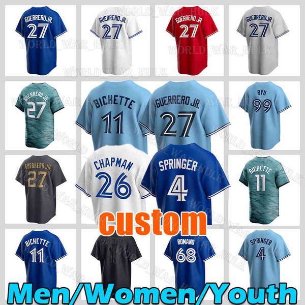 27 vladimir guerrero jr. jersey 11 bo bichette baseball 4 george springer matt chapman torontos danny jansen whit merrifield blue jays aleja, Blue;black
27 vladimir guerrero jr. jersey 11 bo bichette baseball 4 george springer matt chapman torontos danny jansen whit merrifield blue jays aleja, Blue;black