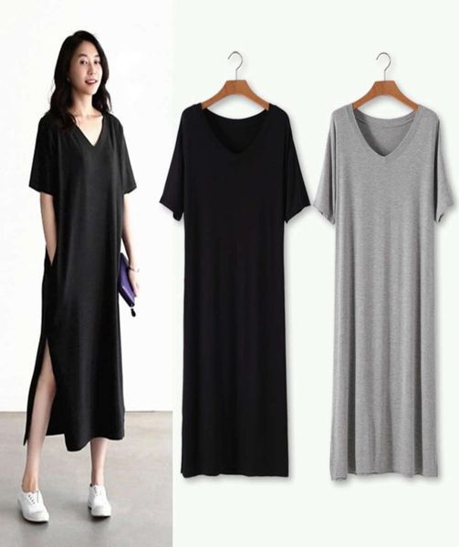 2021 summer new modal long skirt short sleeve loose split vneck pocket fat mm large slim dress7214955, White
2021 summer new modal long skirt short sleeve loose split vneck pocket fat mm large slim dress7214955, White