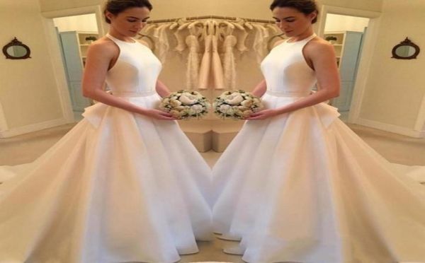 2019 halter neck sleevesless wedding dresses a line satin long sweep bridal gowns formal dresses2585640, White
2019 halter neck sleevesless wedding dresses a line satin long sweep bridal gowns formal dresses2585640, White